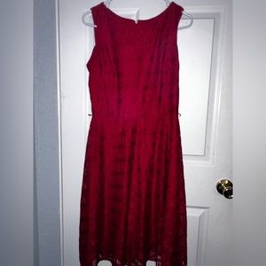 red midi dress